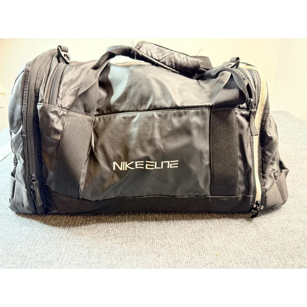 Nike Elite Vintage Duffle Bag Black Travel Gym School Messenger Sling Large